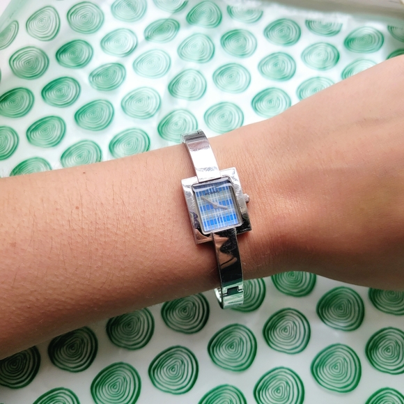 Fossil F2 Blue Plaid Silver Dainty Watch - Picture 2 of 7